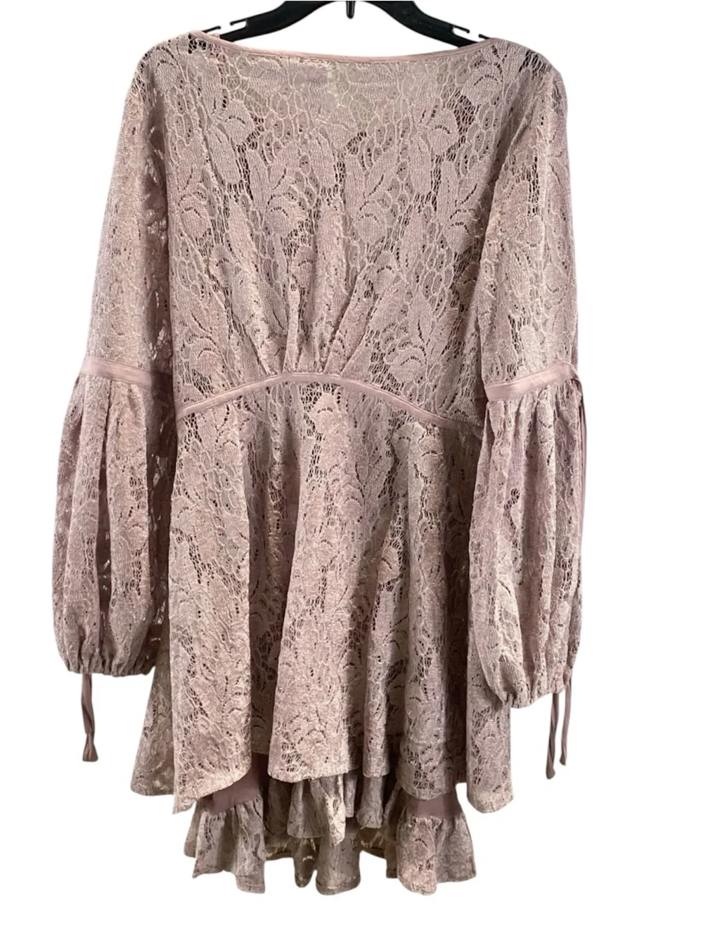 Free People Dusty Rose Lace Long-Sleeve A-Line Dress